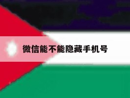 微信能不能隐藏手机号