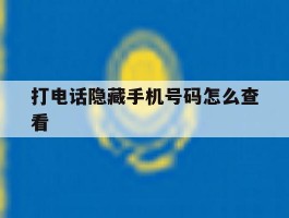 打电话隐藏手机号码怎么查看