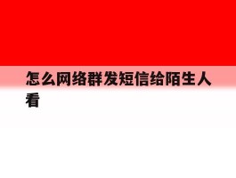 怎么网络群发短信给陌生人看