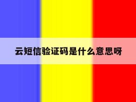 云短信验证码是什么意思呀