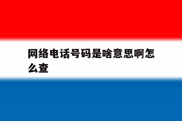 网络电话号码是啥意思啊怎么查 网络电话号码是啥意思啊怎么查