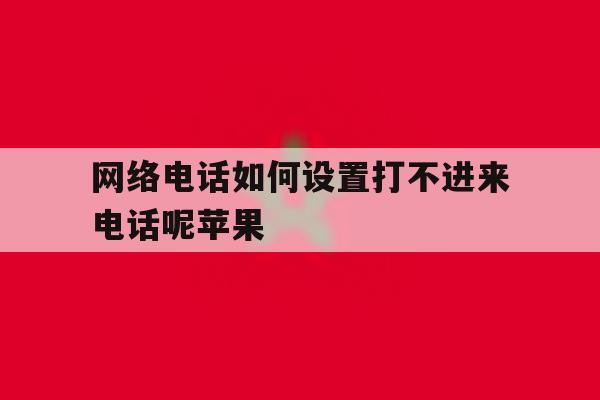 网络电话如何设置打不进来电话呢苹果 网络电话如何设置打不进来电话呢苹果