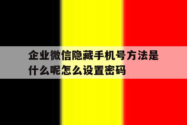 企业微信隐藏手机号方法是什么呢怎么设置密码的简单介绍 企业微信隐藏手机号方法是什么呢怎么设置密码的简单介绍