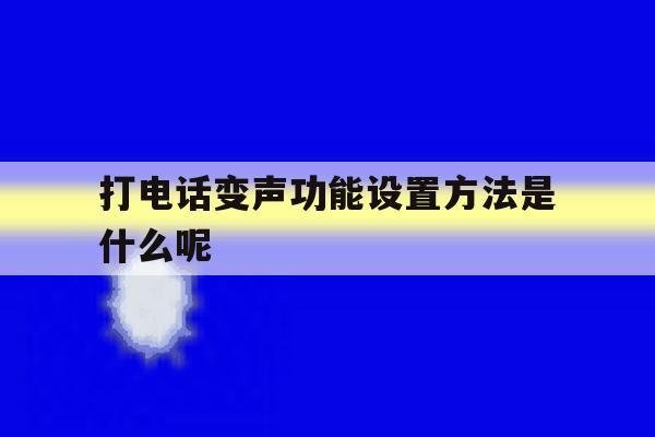 打电话变声功能设置方法是什么呢 打电话变声功能设置方法是什么呢