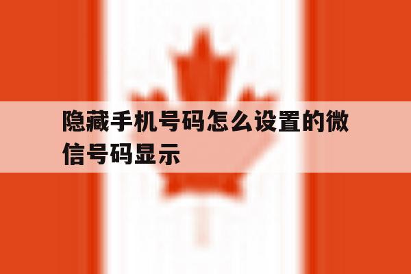 隐藏手机号码怎么设置的微信号码显示 隐藏手机号码怎么设置的微信号码显示