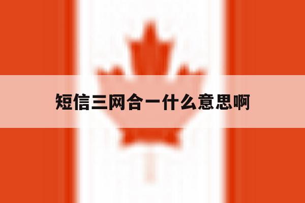 短信三网合一什么意思啊 短信三网合一什么意思啊
