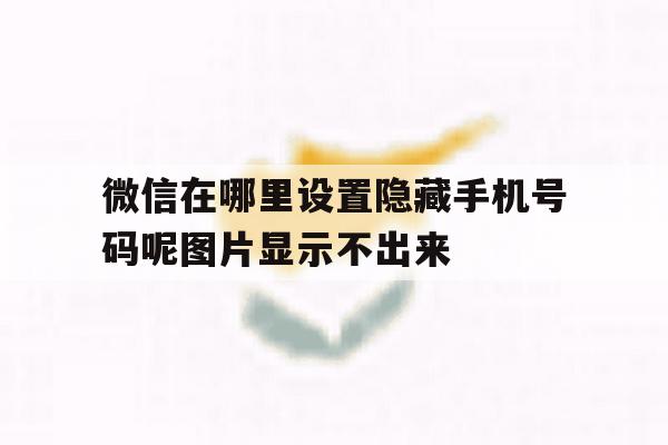 微信在哪里设置隐藏手机号码呢图片显示不出来 微信在哪里设置隐藏手机号码呢图片显示不出来